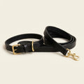 Full grain Argentinian leather leash & collar set in Black