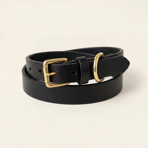 Full grain Argentinian leather leash & collar set in Black